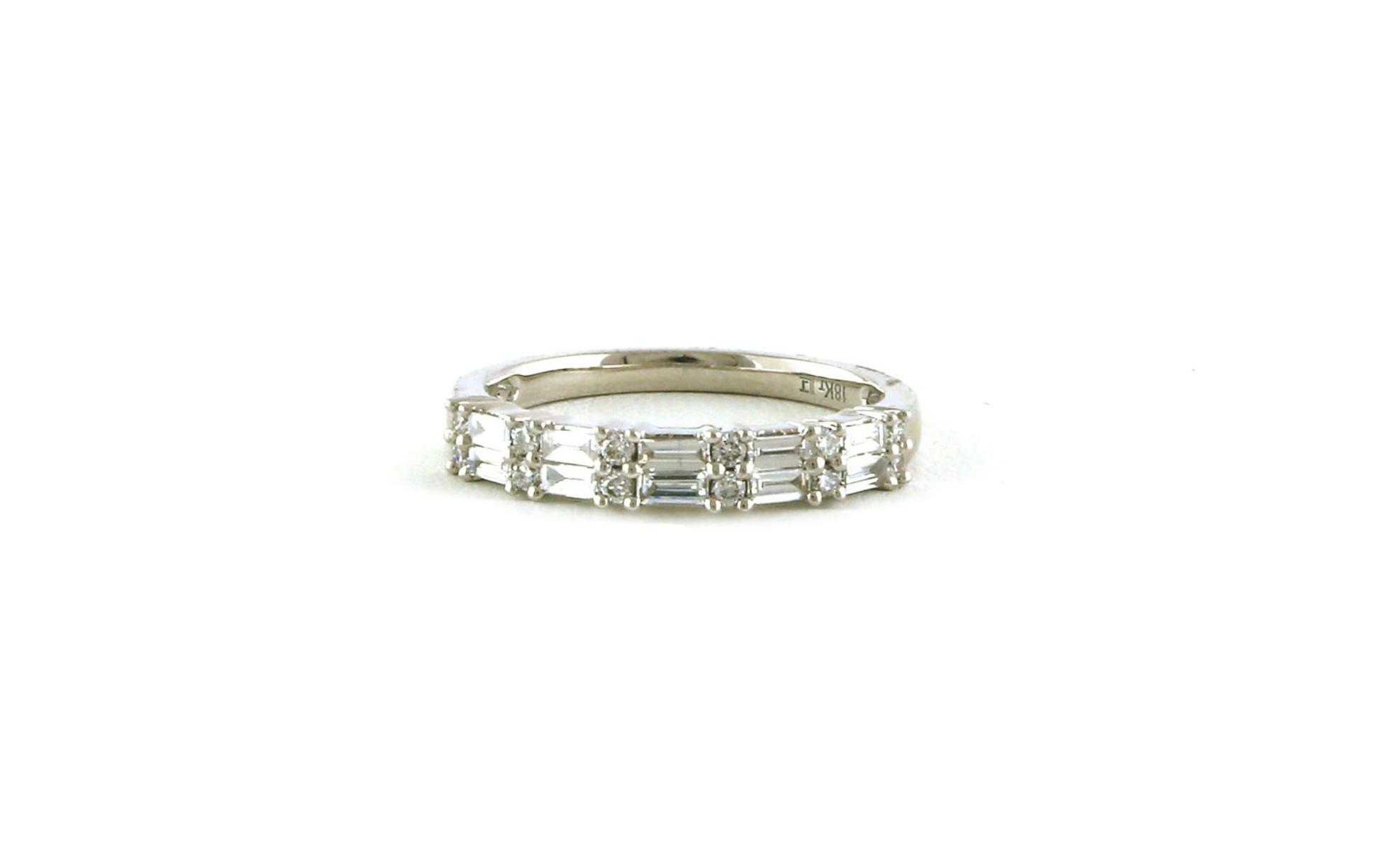 2-Row Alternating Shape Diamond Wedding Band in White Gold (0.52cts TWT)