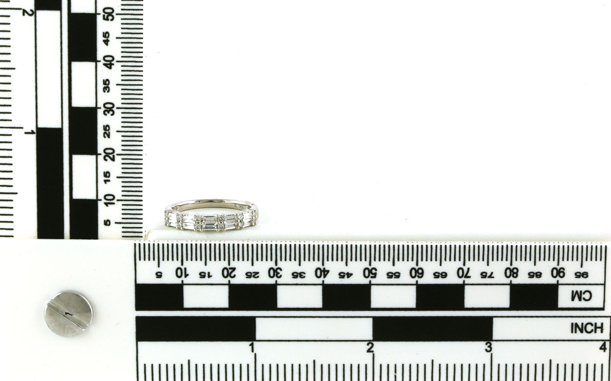 2-Row Alternating Shape Diamond Wedding Band in White Gold (0.52cts TWT) Scale