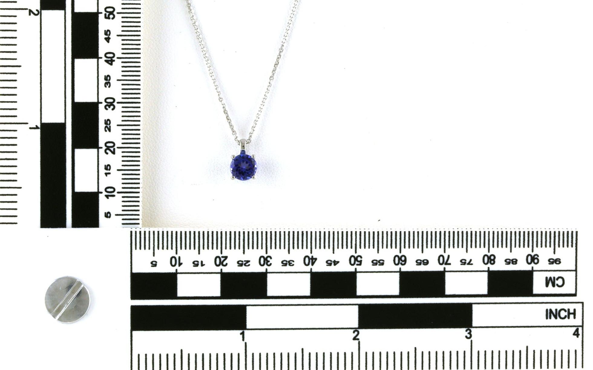 4-Prong Solitaire Tanzanite Necklace in White Gold (0.94cts TWT) Scale