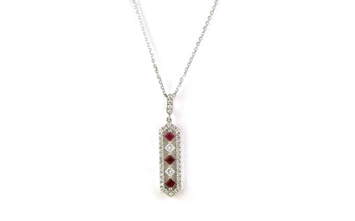 content/products/5-stone Ruby and Diamond Elongated Pave Hexagonal Drop Necklace in White Gold (0.50cts TWT)