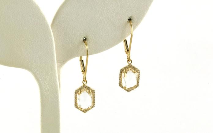 content/products/Hexagonal White Topaz and Diamond Leverback Earrings in Yellow Gold (2.18cts TWT)