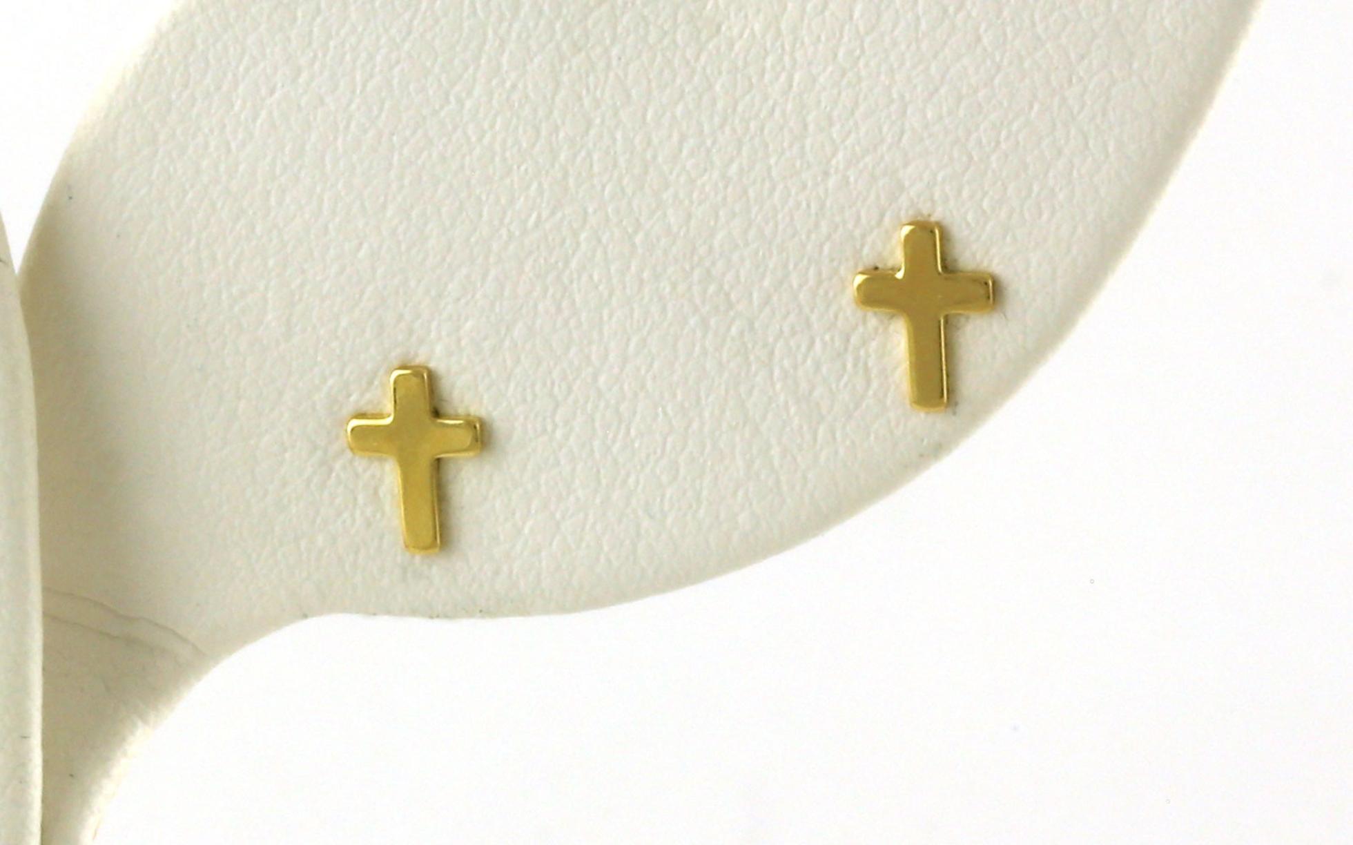 Flat Cross Earrings in Yellow Gold