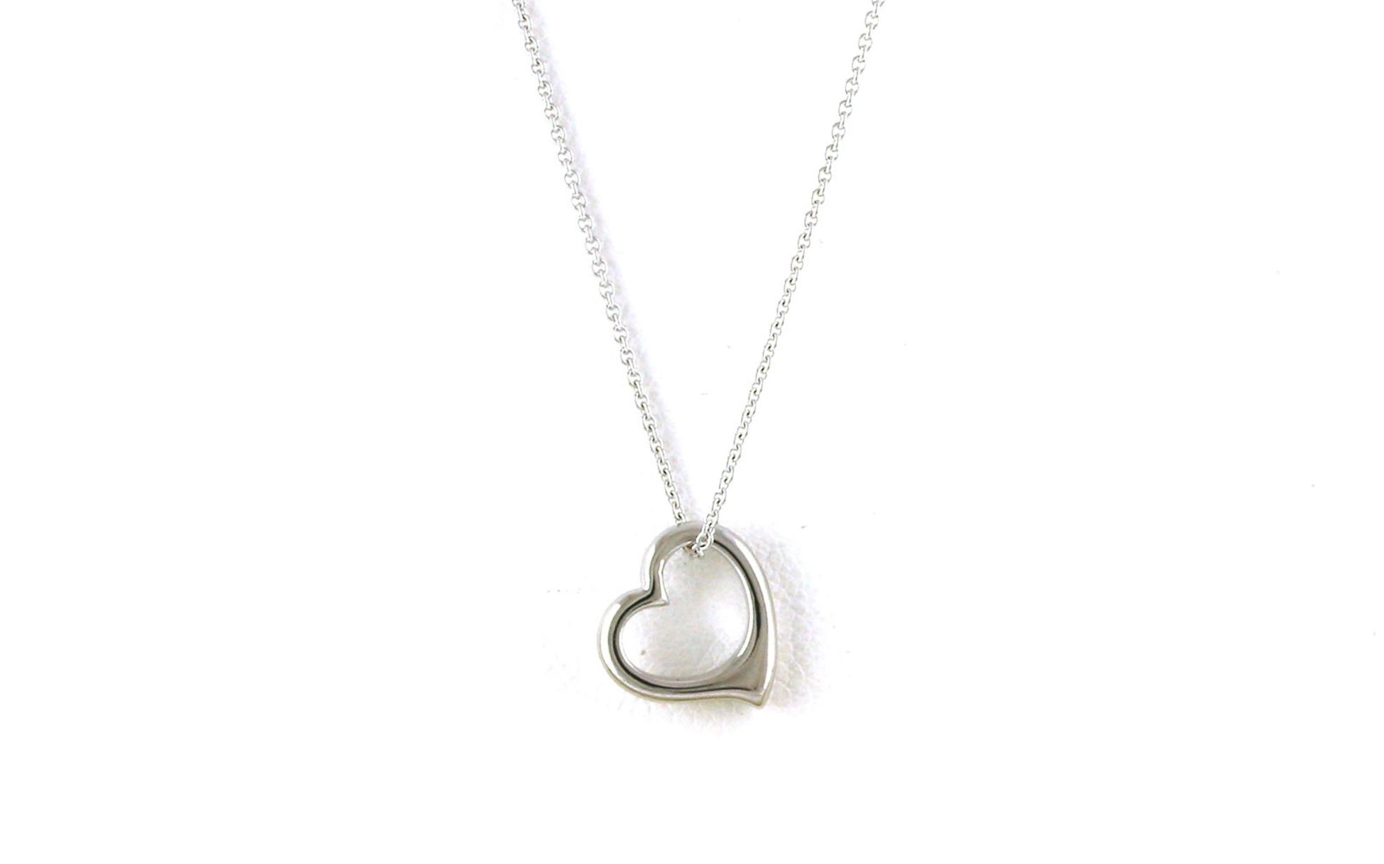 Heart Outline Necklace in White Gold