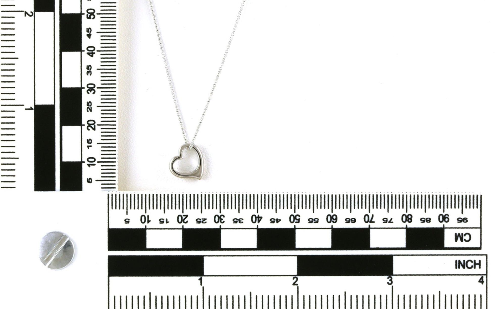 Heart Outline Necklace in White Gold Scale