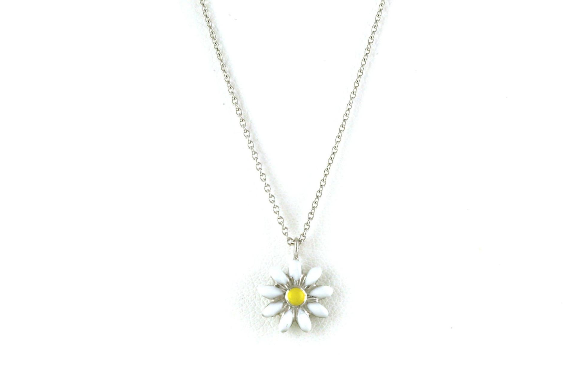 Children's Enameled Daisy Necklace in Sterling Silver