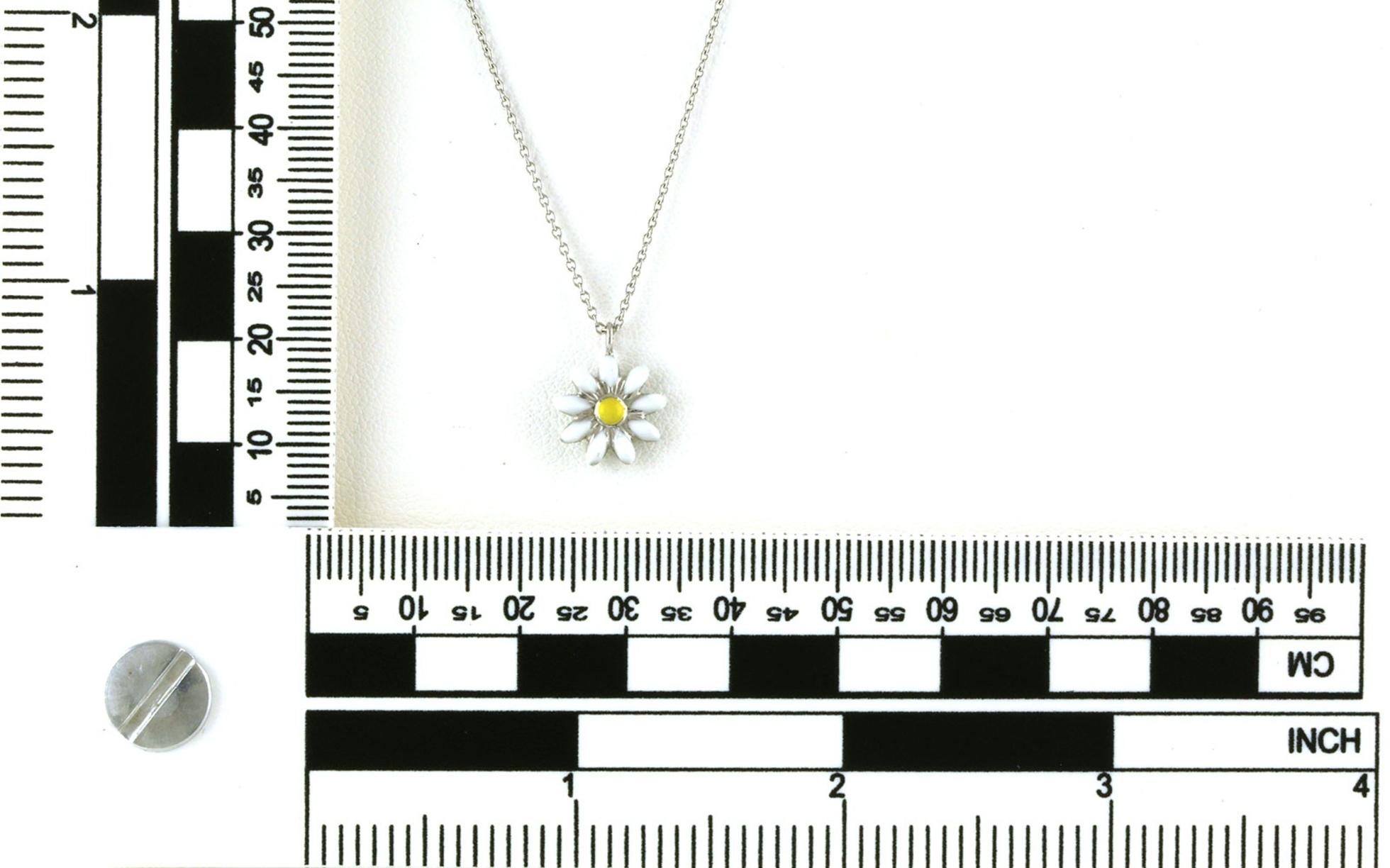 Children's Enameled Daisy Necklace in Sterling Silver Scale