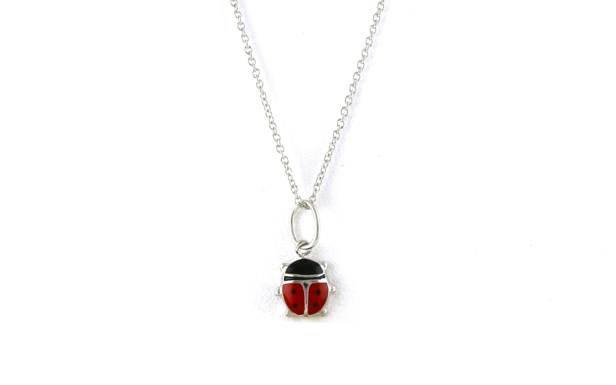 Children's Enameled Ladybug Necklace in Sterling Silver