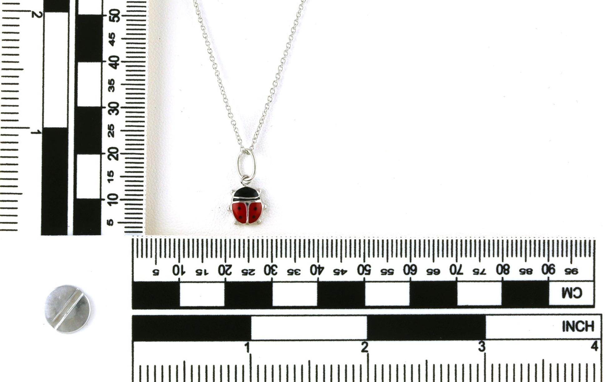 Children's Enameled Ladybug Necklace in Sterling Silver Scale