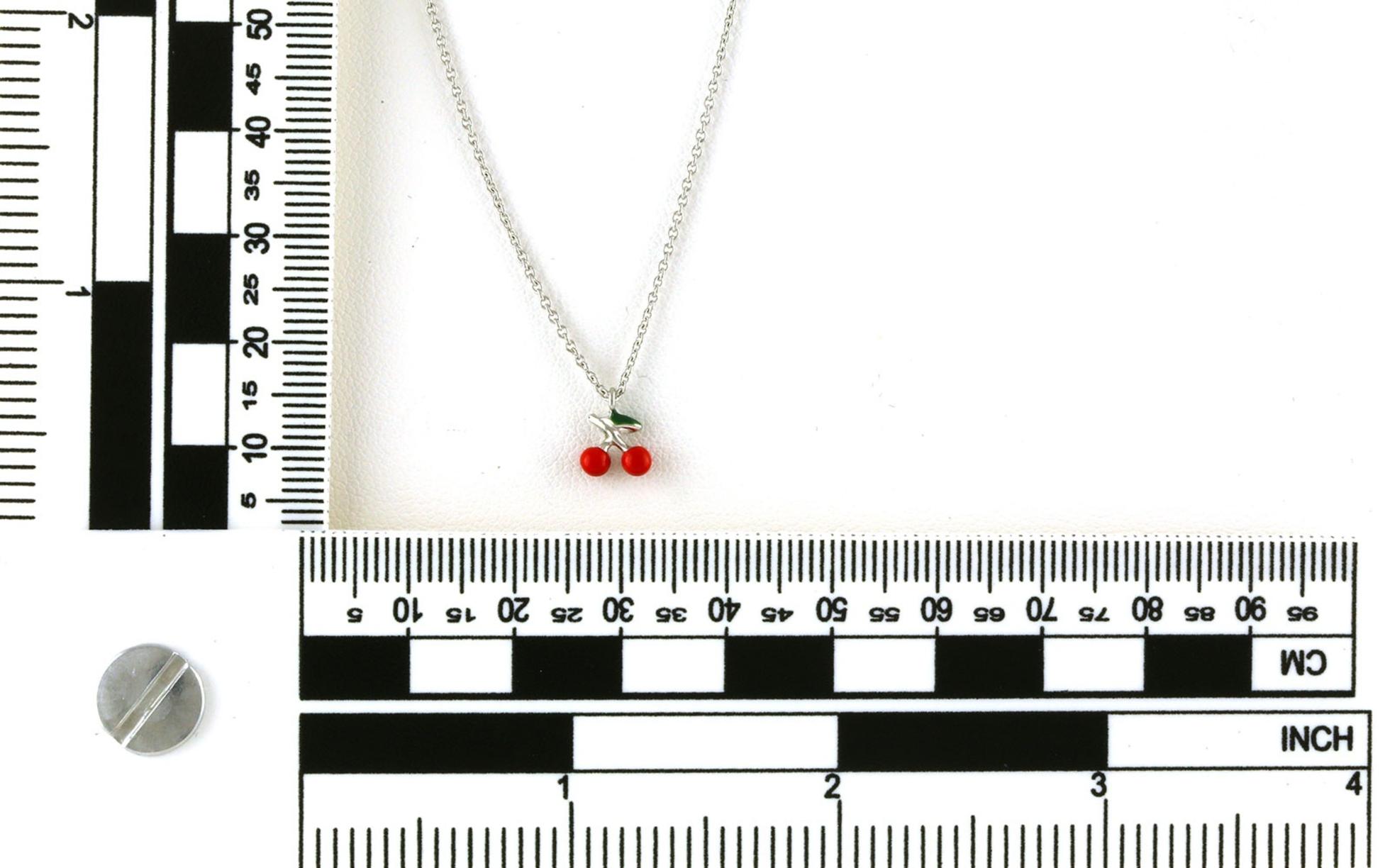 Children's Enameled Cherry Necklace in Sterling Silver Scale