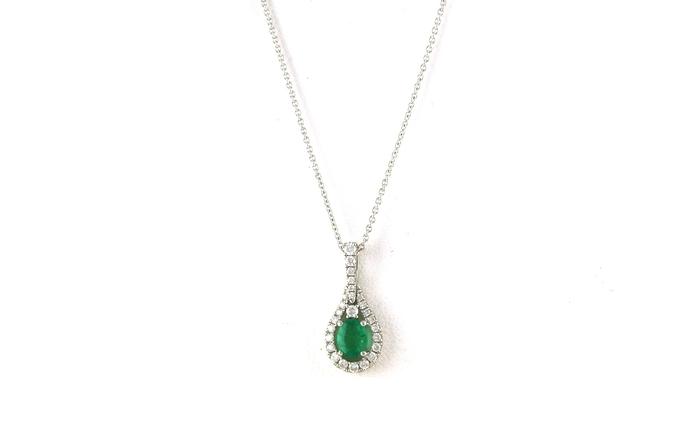content/products/Oval Diamond Halo Emerald Drop Necklace in White Gold (0.50cts TWT)