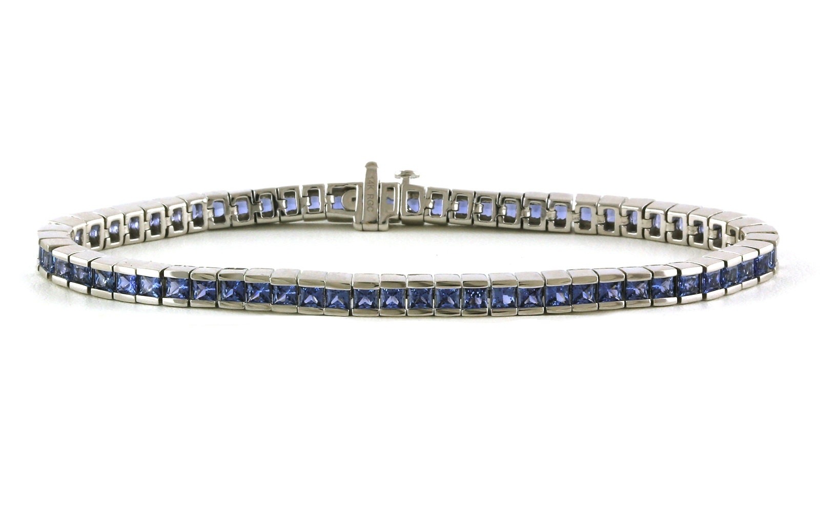 Bar-set Montana Yogo Sapphire Tennis Bracelet in White Gold (7.63cts TWT)