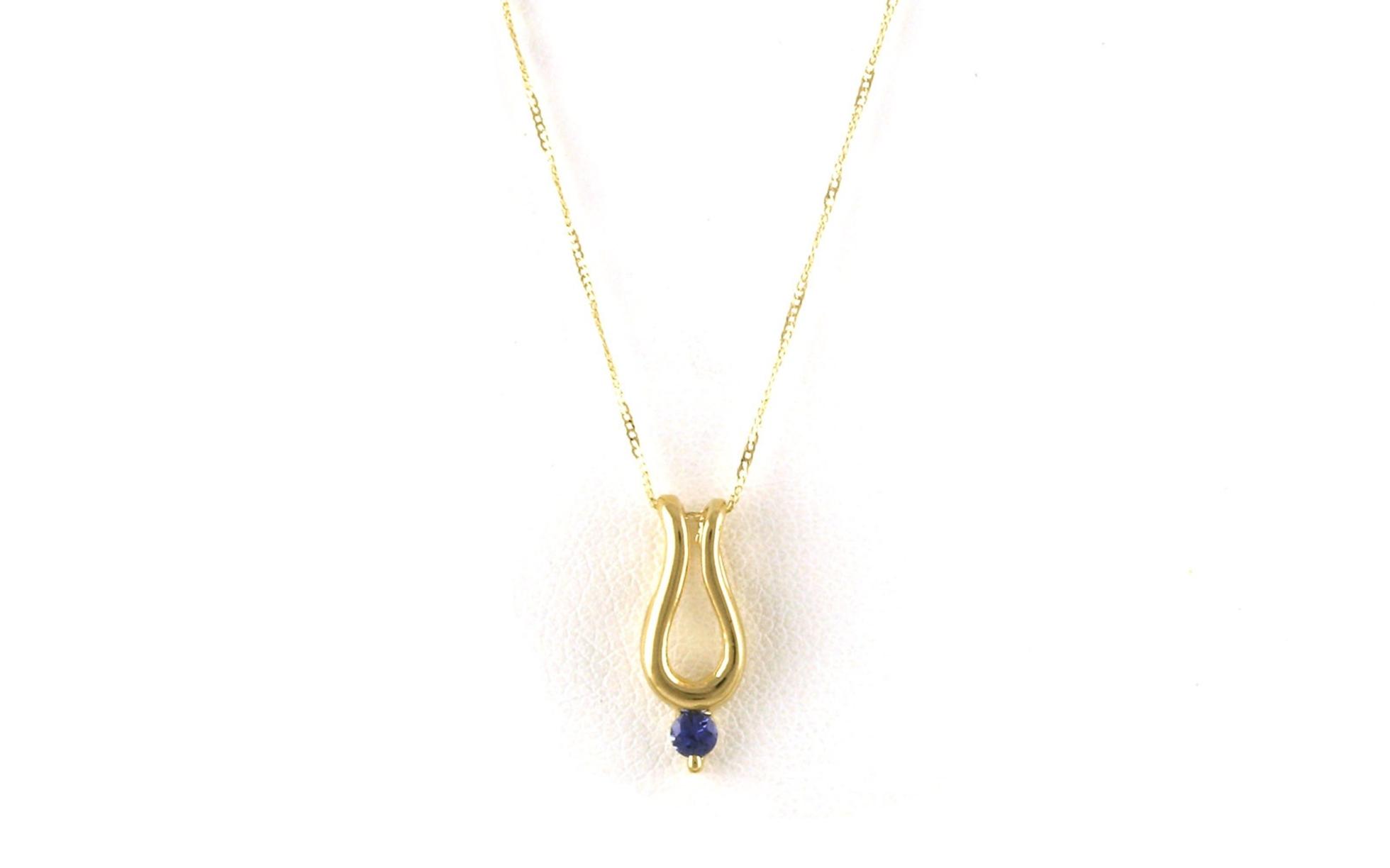 Curved Drop Montana Yogo Sapphire Necklace in Yellow Gold (0.10ct)