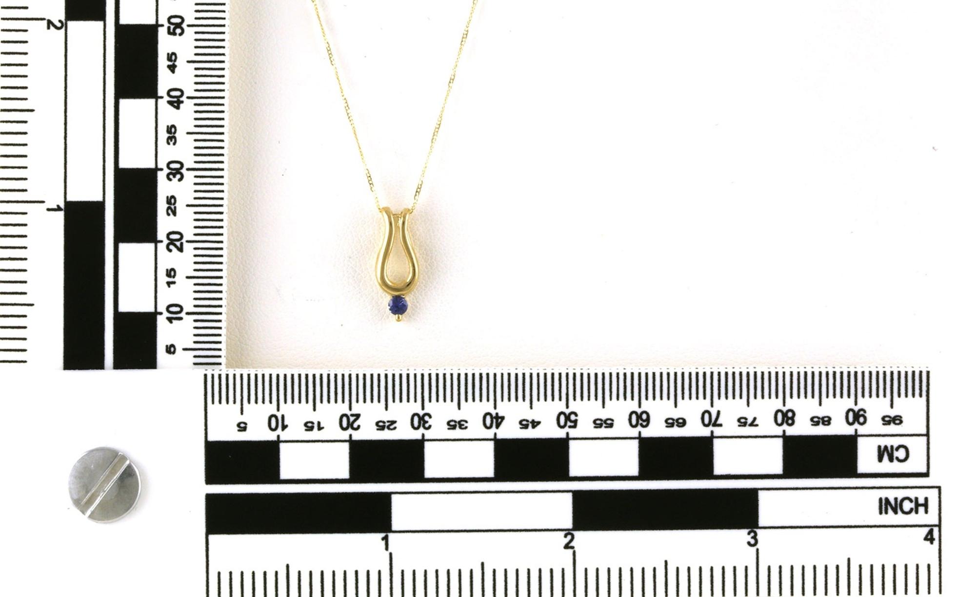 Curved Drop Montana Yogo Sapphire Necklace in Yellow Gold (0.10ct) Scale