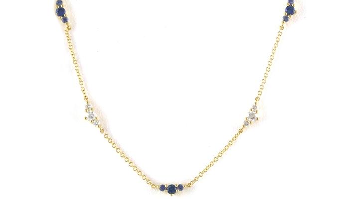 content/products/3-Stone Cluster Montana Yogo Sapphire and Diamond Station Necklace in Yellow Gold (0.58cts TWT)