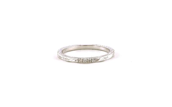 content/products/3-Stone Clusters Hand Engraved Band in White Gold (0.10cts TWT)