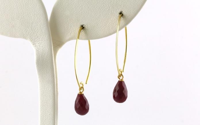 content/products/Sweep-Style Briolette Ruby Dangle Earrings in Yellow Gold