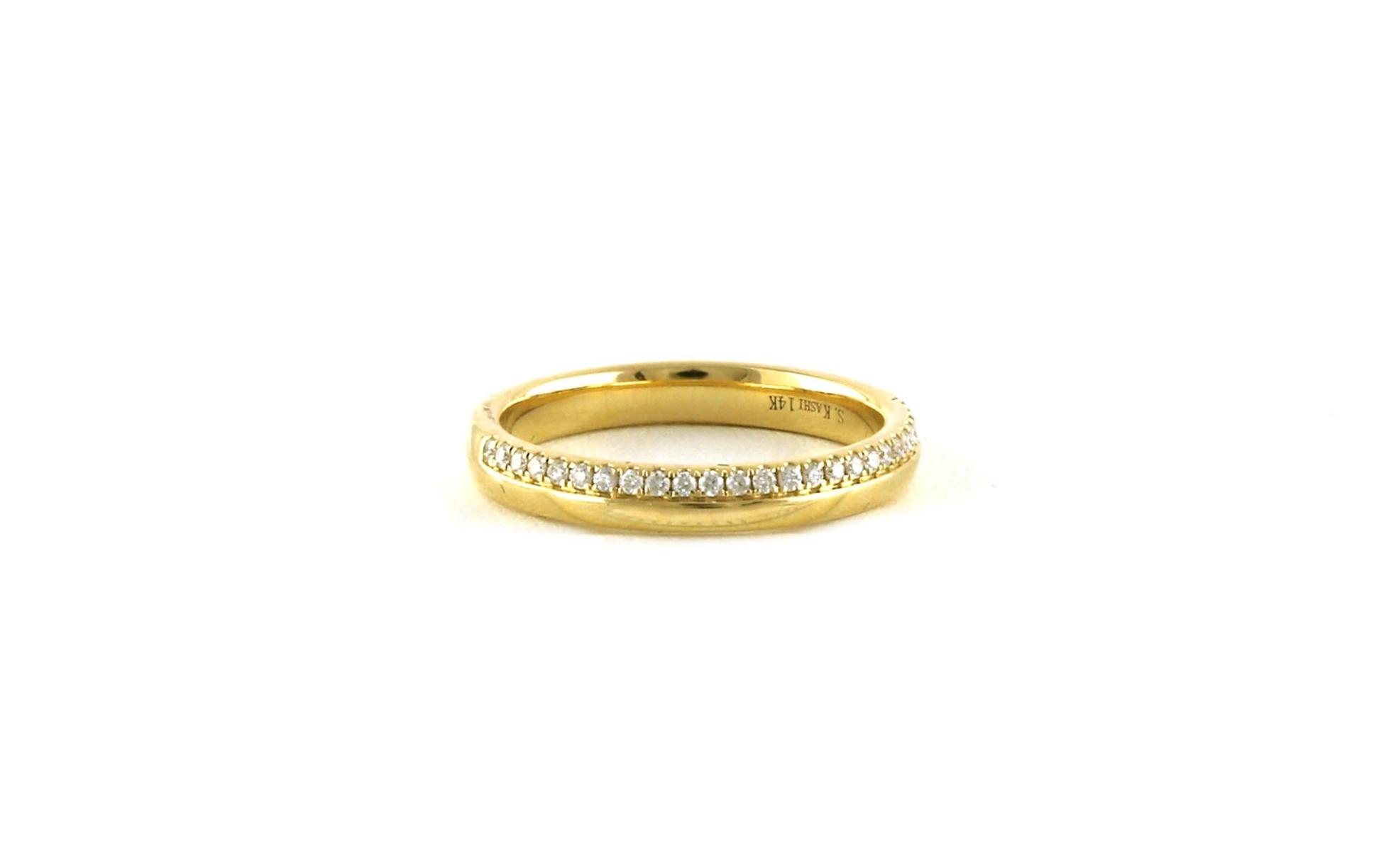 Pave Diamond and Polished Wedding Band in Yellow Gold (0.16cts TWT)