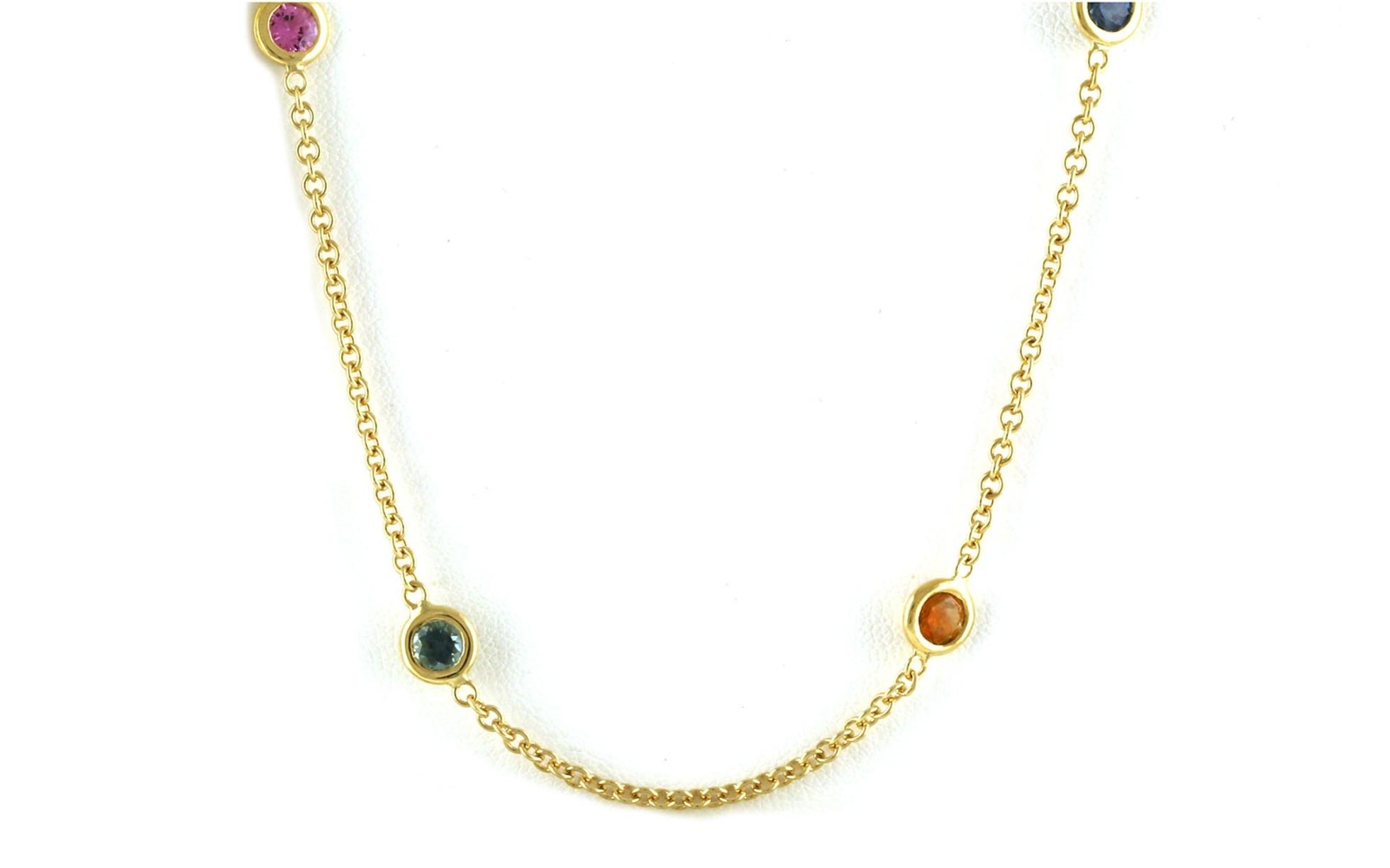 By the Yard Bezel-set Montana Sapphire Station Necklace in Yellow Gold (2.22cts TWT)