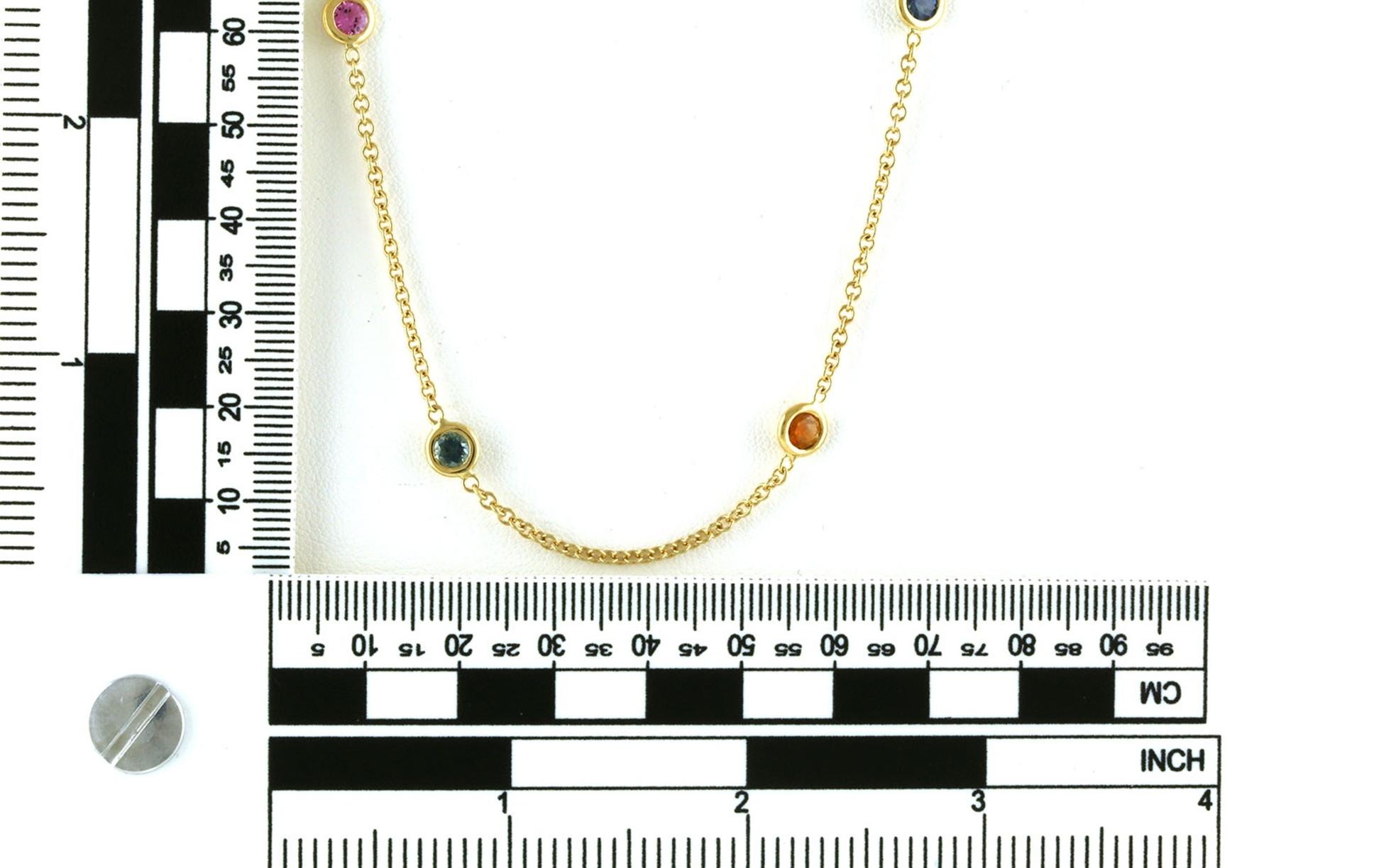 By the Yard Bezel-set Montana Sapphire Station Necklace in Yellow Gold (2.22cts TWT) Scale