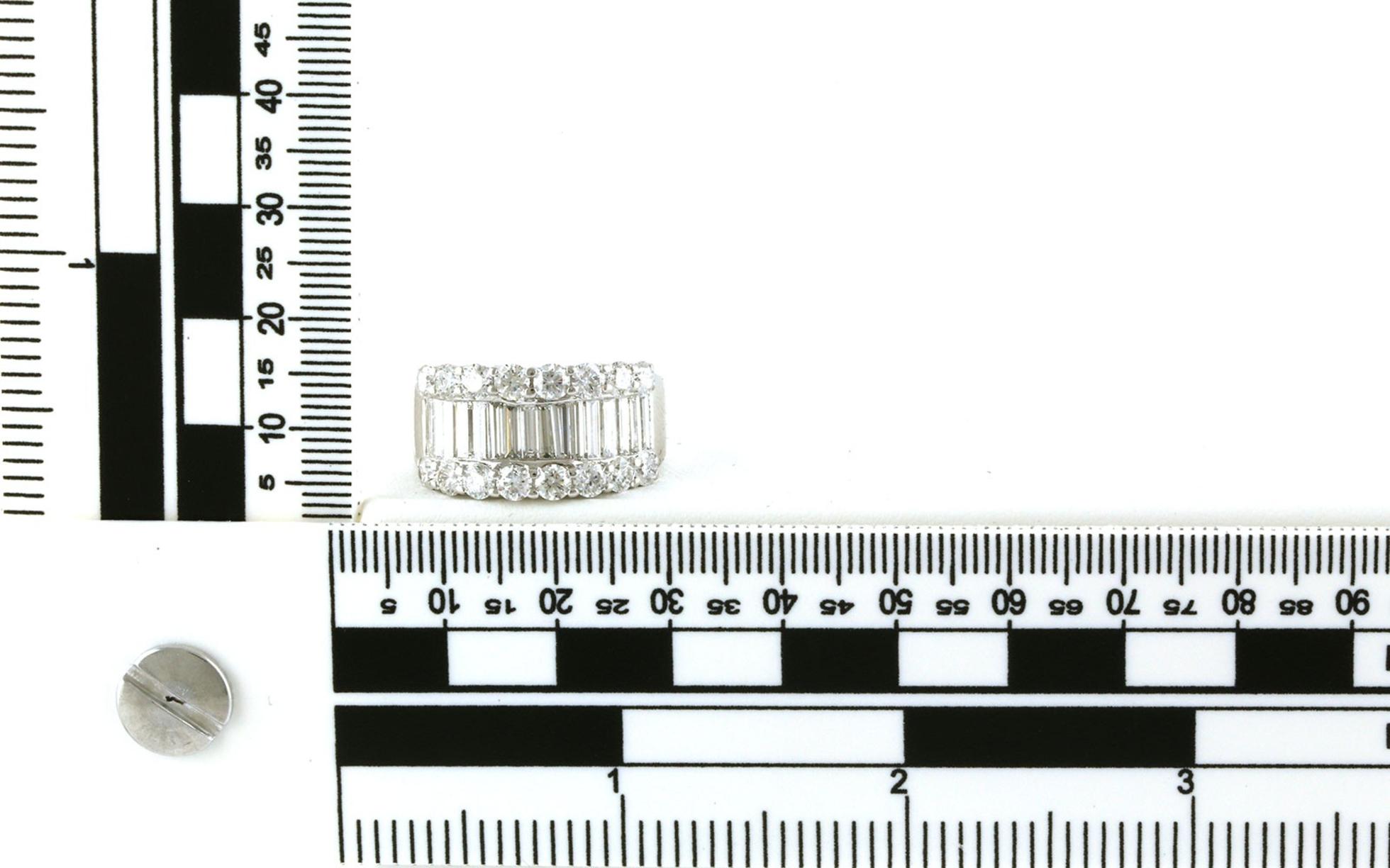 Estate Piece: 3-Row Wide Diamond Band in White Gold (4.72cts TWT) Scale