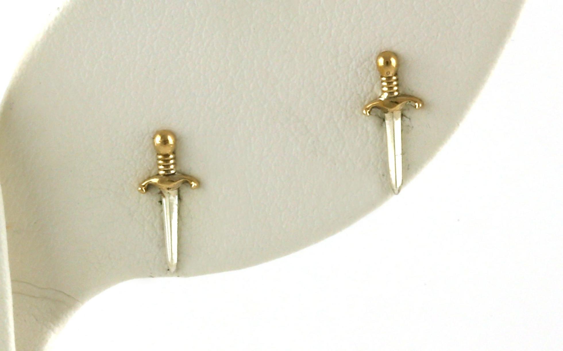Dagger Stud Earrings in Two-tone Sterling Silver and Bronze