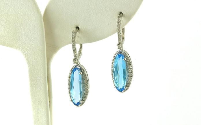 content/products/Pave Diamond Halo Oval Blue Topaz Drop Earrings in White Gold (5.98cts TWT)