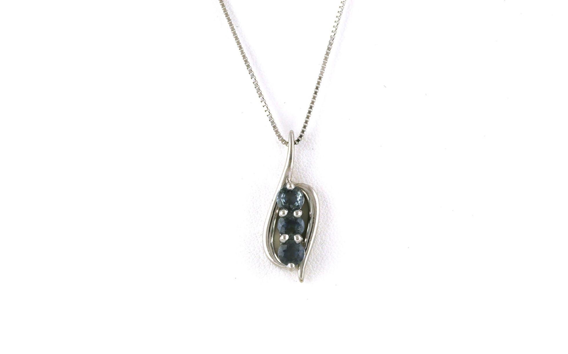 3-Stone Swoop Montana Sapphire Necklace in White Gold (1.67cts TWT)