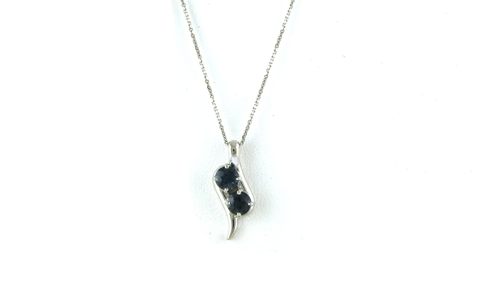 2-Stone Swoop Montana Sapphire Necklace in White Gold (1.21cts TWT)