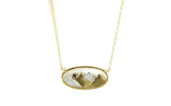 content/products/Oval Mountain  Huckleberry Yogo Sapphire and Diamond Necklace in Yellow Gold (0.22cts TWT)