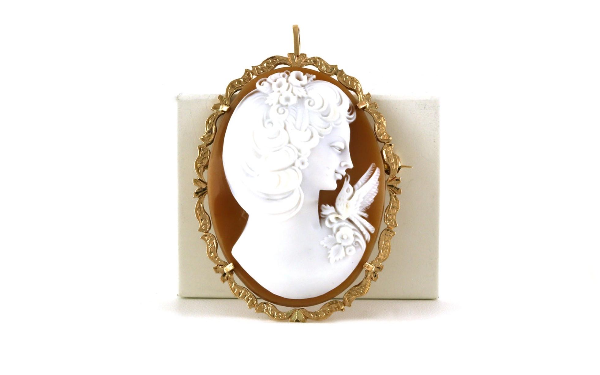 Estate Piece: Oval Cameo Brooch/Pendant in Yellow Gold