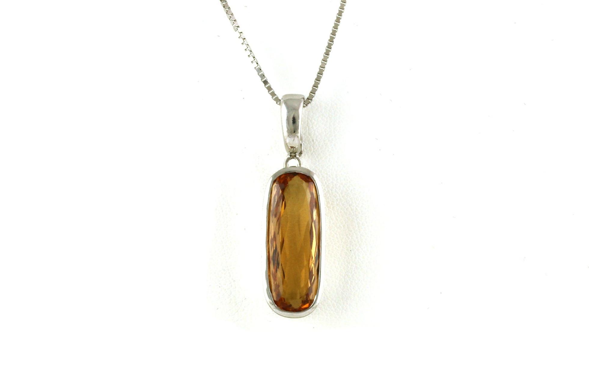 Estate Piece: Bezel-set Oval-cut Imperial Topaz Necklace in White Gold (7.00cts)