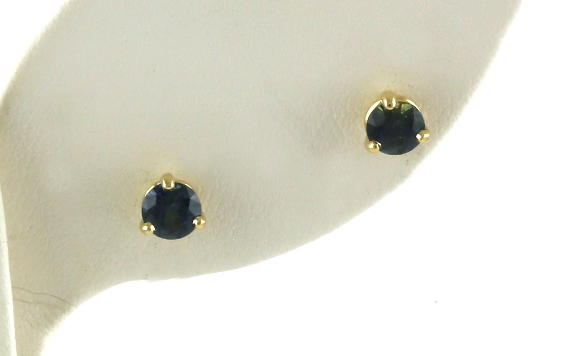 Montana Sapphire Stud Earrings in 3-Prong Martini Settings in Yellow Gold (0.83cts TWT)