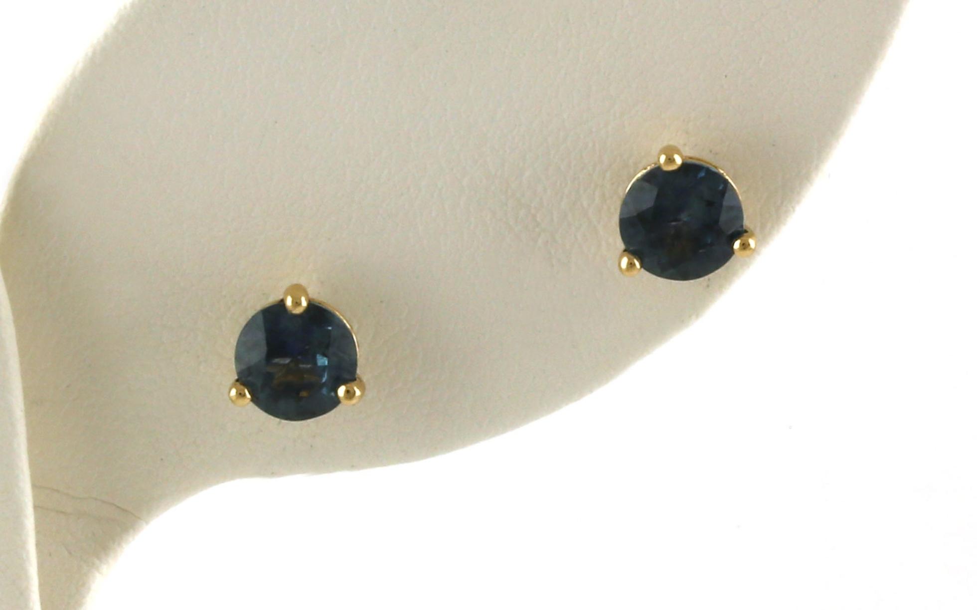 Montana Sapphire Stud Earrings in 3-Prong Martini Settings in Yellow Gold (1.60cts TWT)
