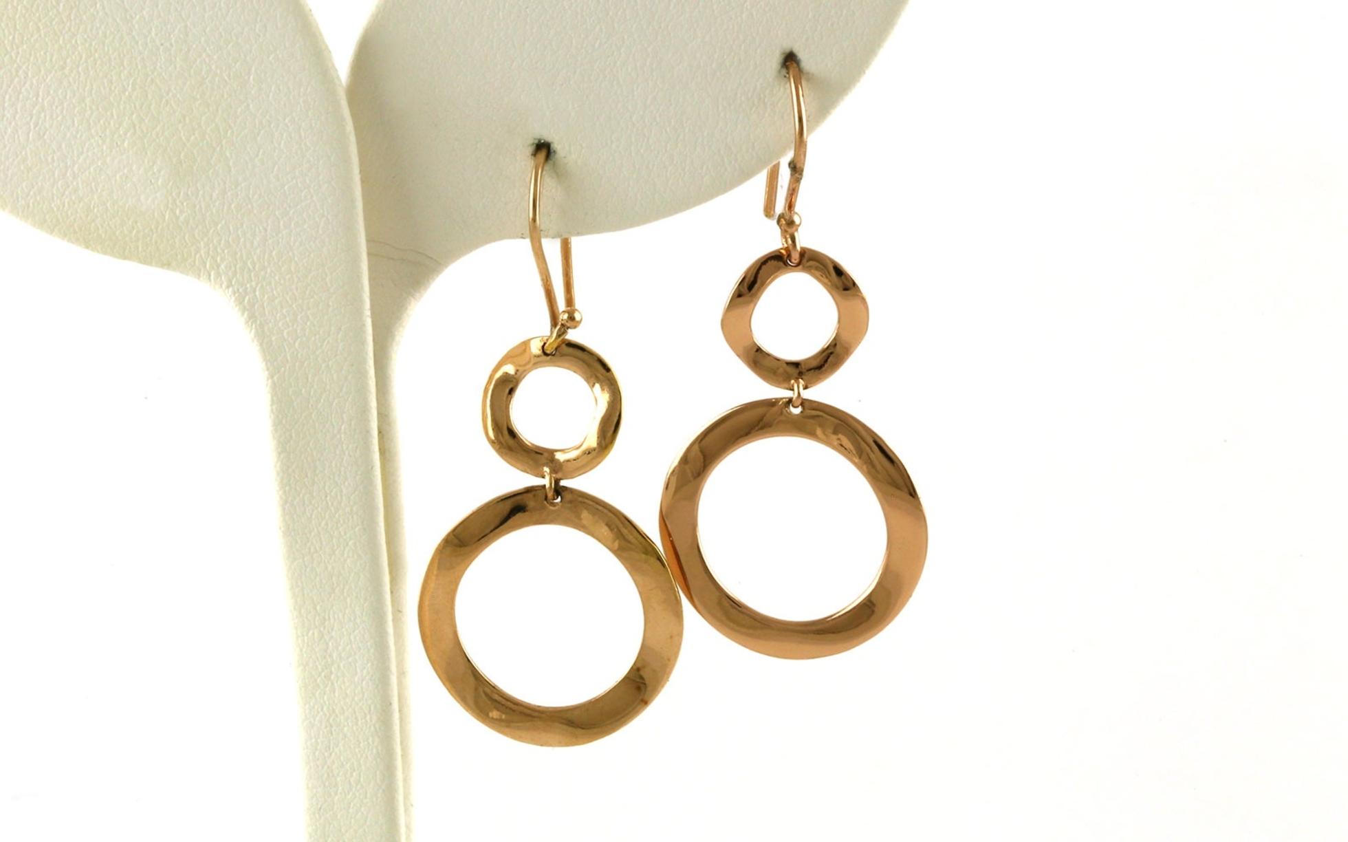 Estate Piece: Wavy Two Circle Ippolita Dangle Earrings in Rose Gold Plated Sterling Silver
