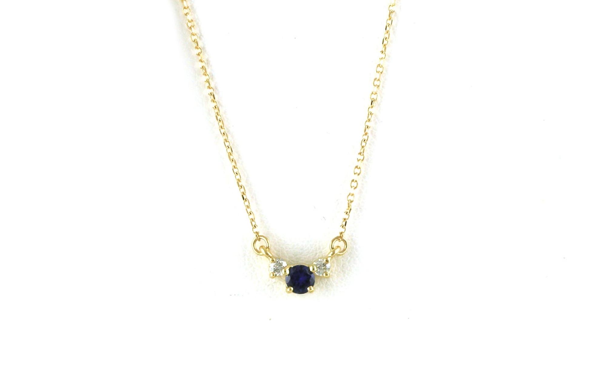 3-Stone Montana Yogo Sapphire and Diamond Necklace in Yellow Gold (0.30cts TWT)