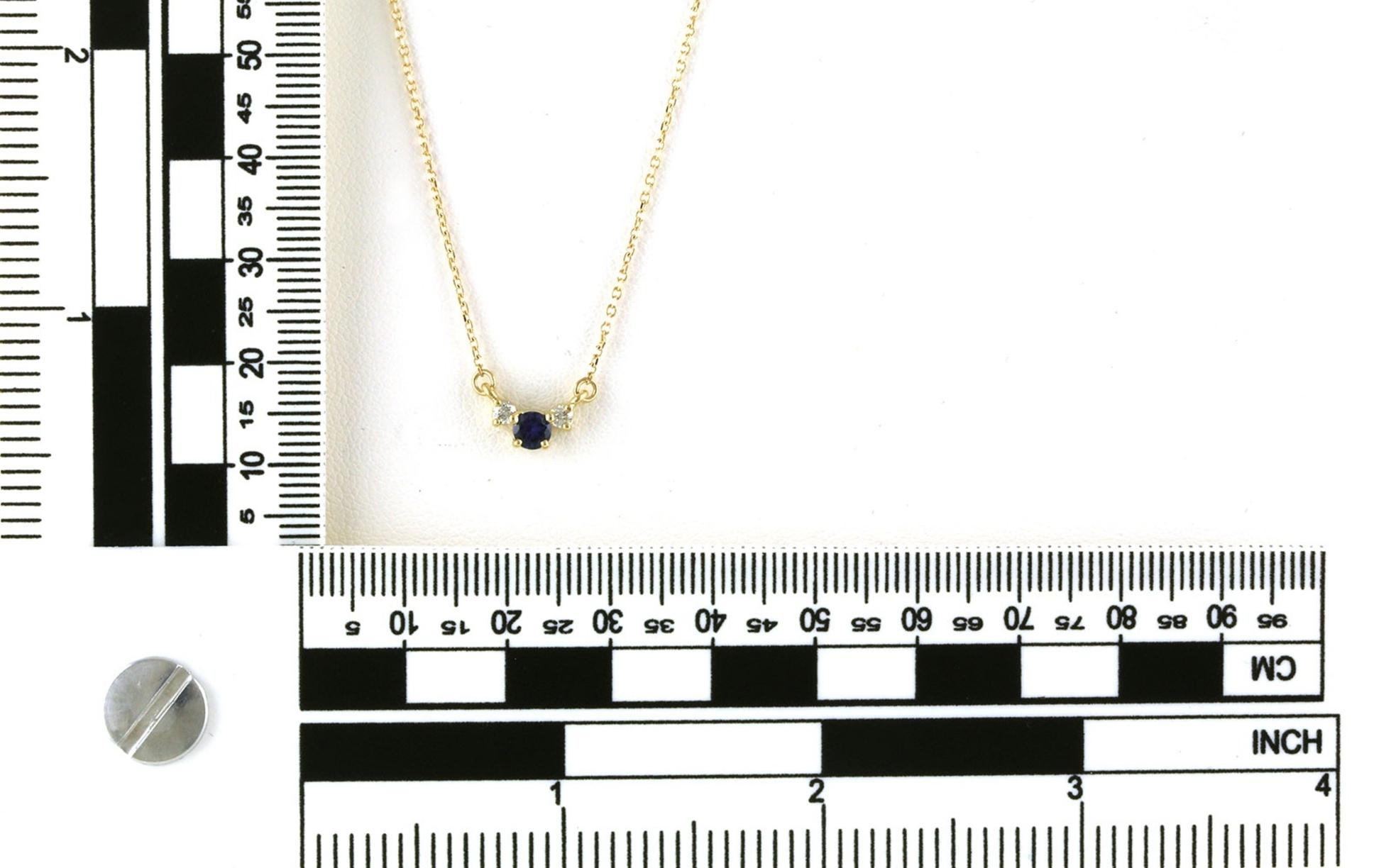 3-Stone Montana Yogo Sapphire and Diamond Necklace in Yellow Gold (0.30cts TWT) scale