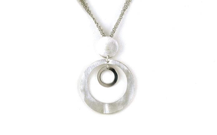 content/products/Estate Piece: Triple Circle Necklace with Satin and Polished Texture and Triple Chain in Sterling Silver