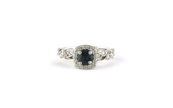 content/products/Estate Piece: Halo-style Montana Sapphire and Floral Diamond Ring in White Gold (0.81cts)