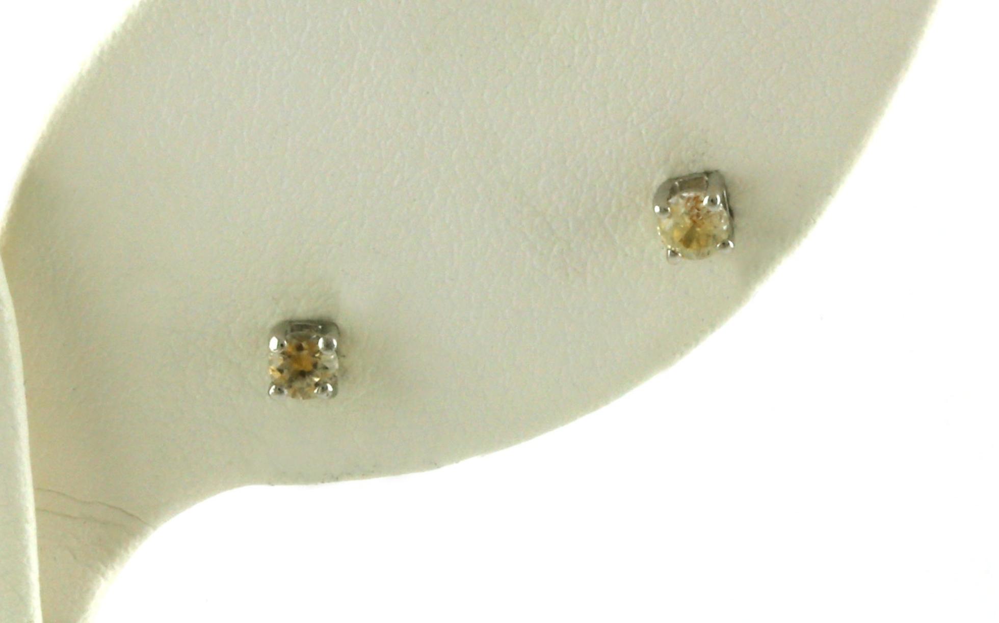 Yellow Montana Sapphire Stud Earrings in 4-Prong Settings in Sterling Silver (0.25cts TWT)
