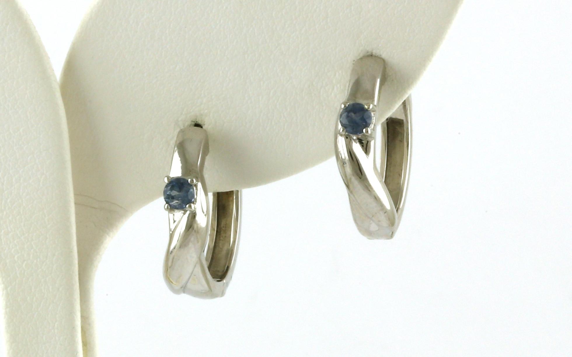 Twist Montana Sapphire Locking Hoop Earrings in Sterling Silver (0.27cts TWT)