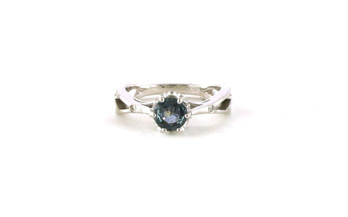 content/products/Estate Piece: 6-Prong Studded Crown Montana Sapphire and Diamond Ring in White Gold (1.11cts TWT)
