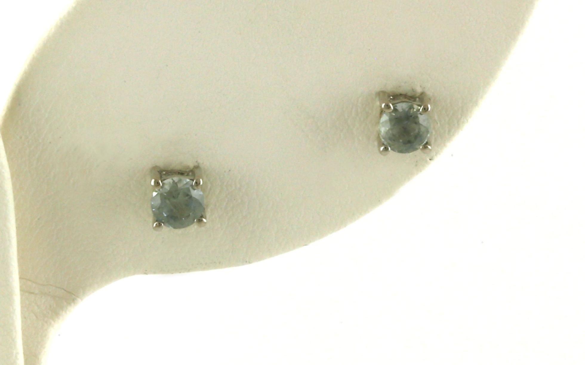Light Green Montana Sapphire Stud Earrings in 4-Prong Settings in Sterling Silver (0.64cts TWT)