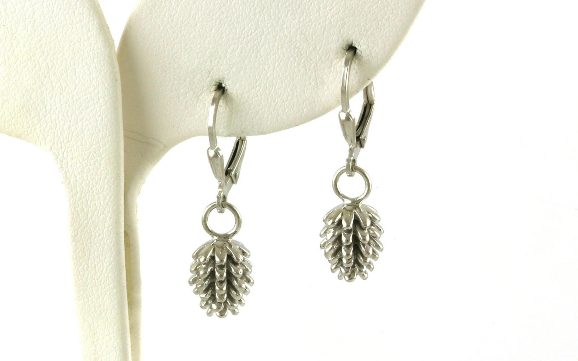 Pinecone Dangle Earrings with Leverbacks in Sterling Silver