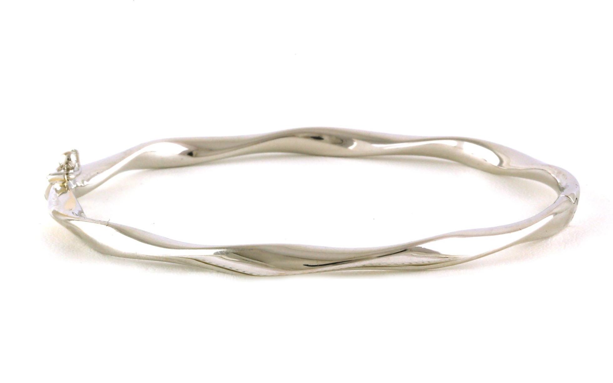 Estate Piece: Twisted Hinged Bangle Bracelet in White Gold