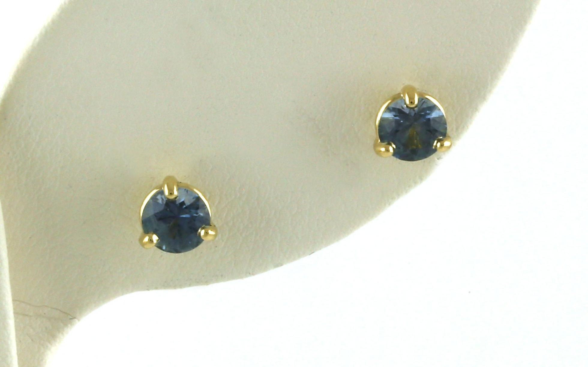 Montana Sapphire Stud Earrings in 3-Prong Martini Settings in Yellow Gold (1.07cts TWT)