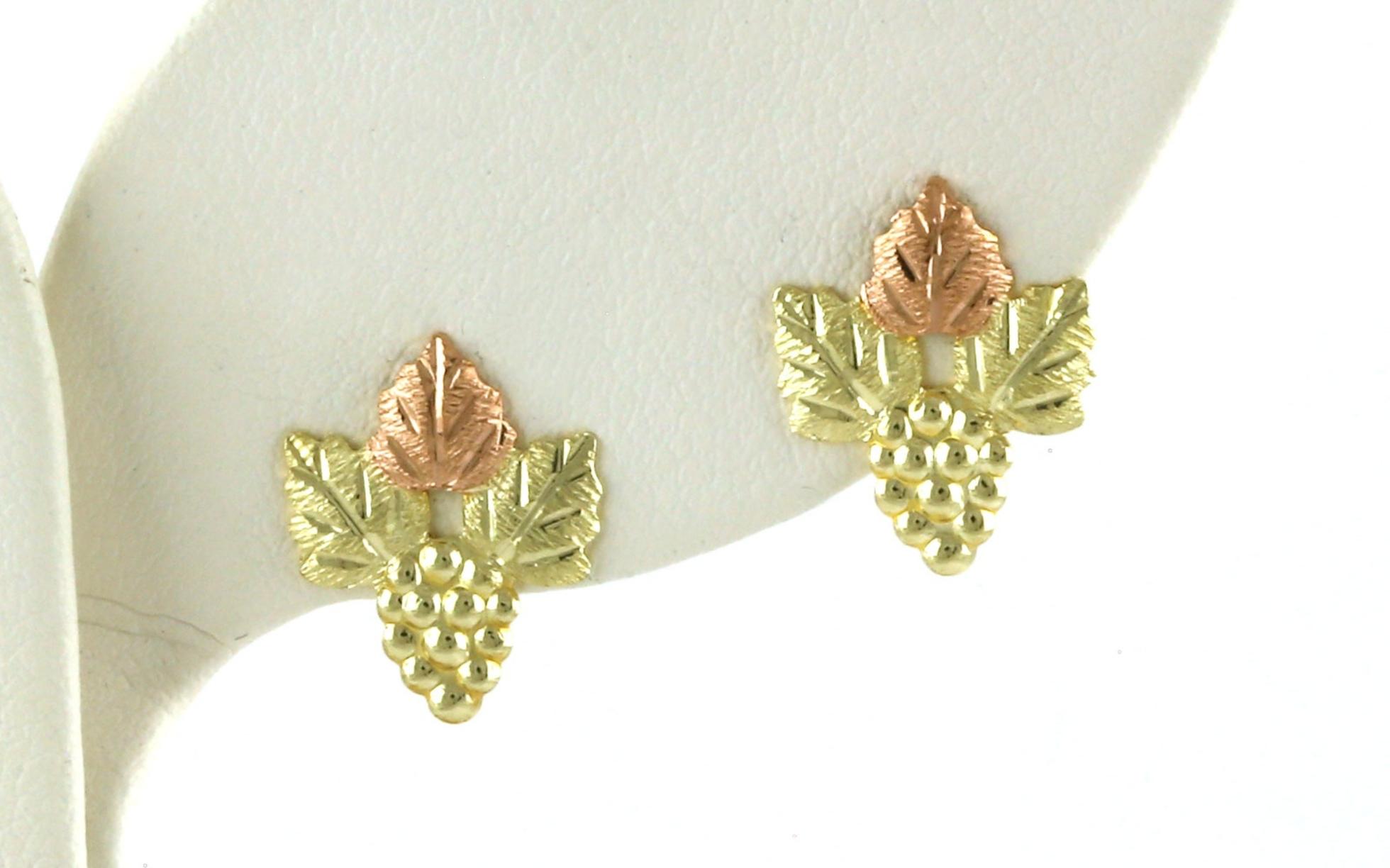 Estate Piece: Grape Cluster Earrings in Two-tone Black Hills Gold