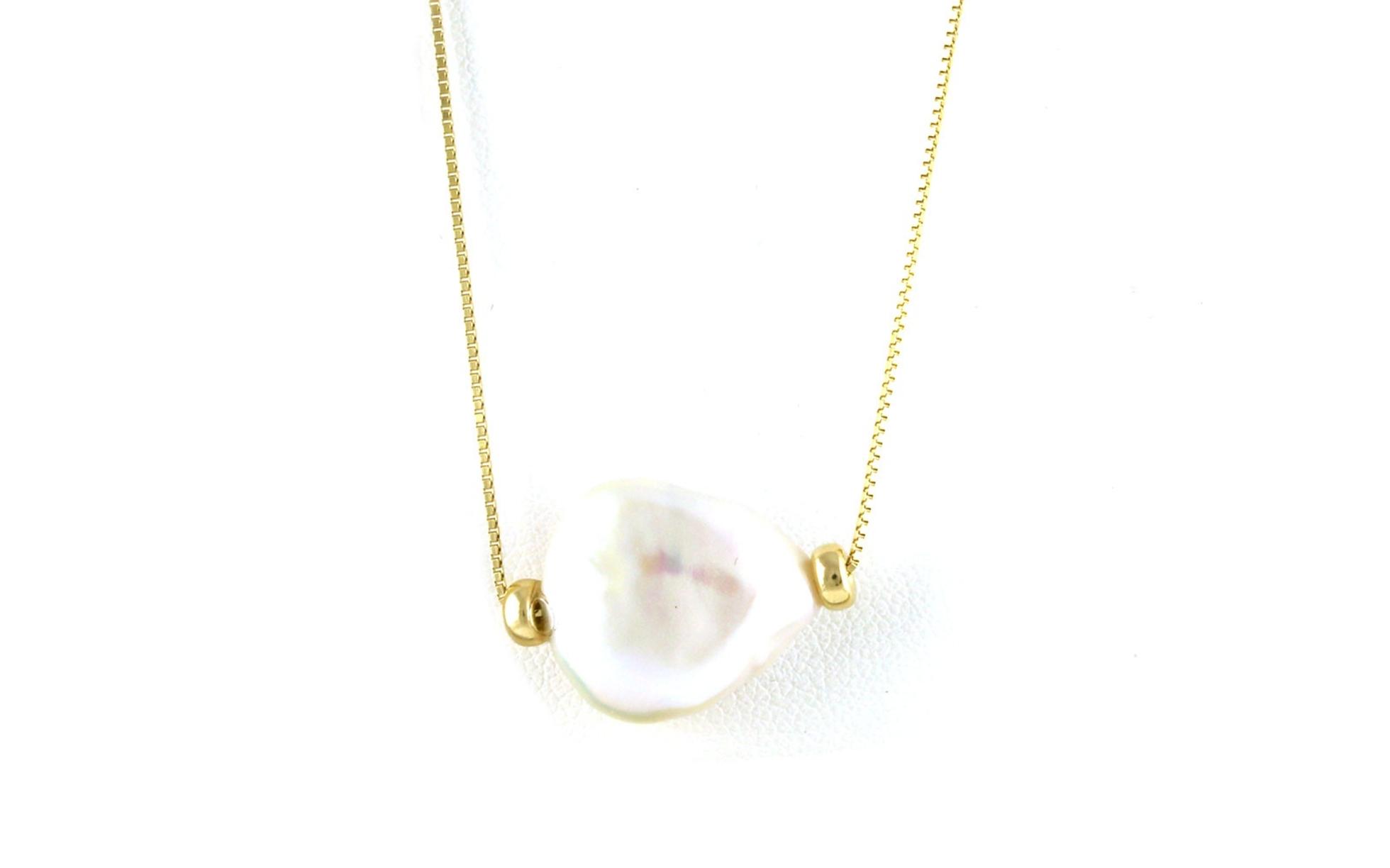 Solitaire "Keshi" Slide Pearl Necklace in Yellow Gold