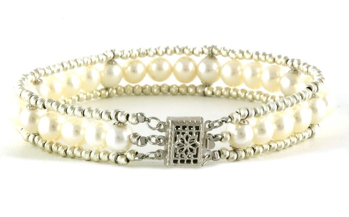 content/products/Triple Row Sparkle Bead and Pearl Bracelet in Sterling Silver 