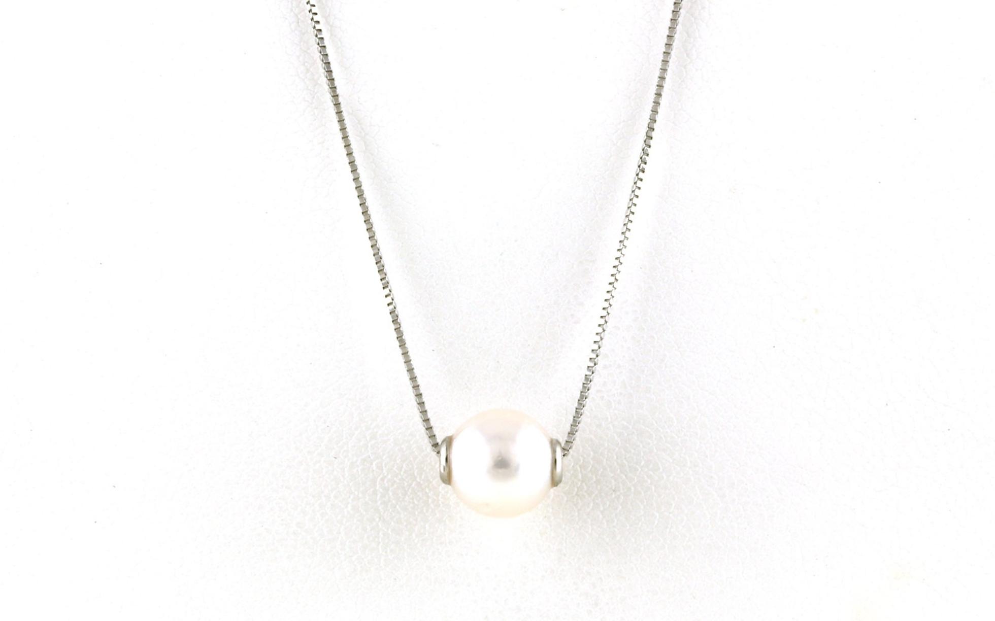 Slide-style Solitaire Necklace on Box Chain in White Gold