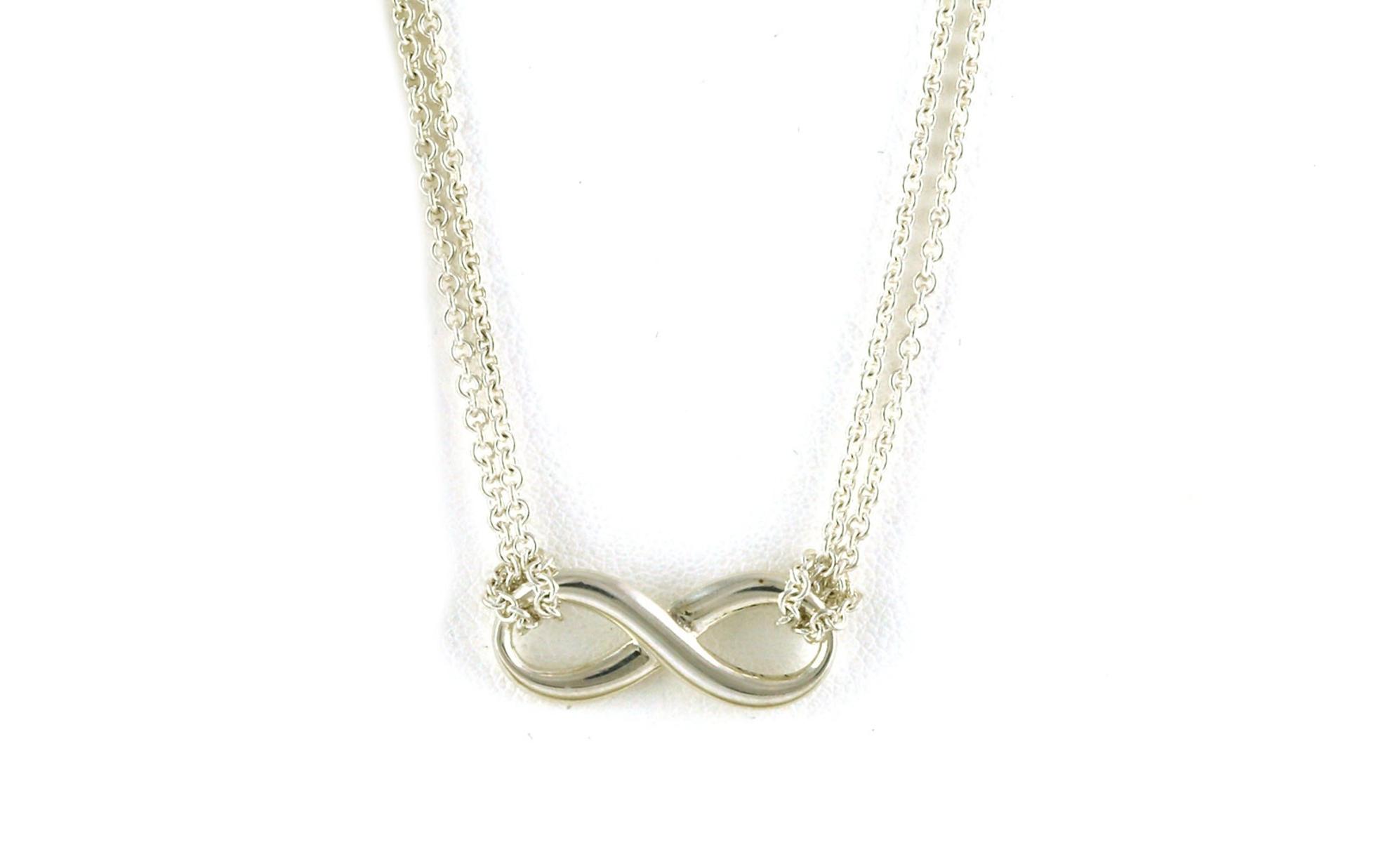 Estate Piece: Tiffany and Co. Circle Infinity Necklace with Double Chain in Sterling Silver